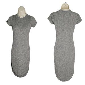 GB Ribbed Cute Pullover Sheath Dress ~ Gray ~ Sz XS ~ Short Sleeve ~ Below Knee
